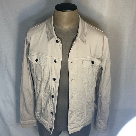 Vince Beige Trucker Denim Jacket Size M/L - Picture 3 of 13